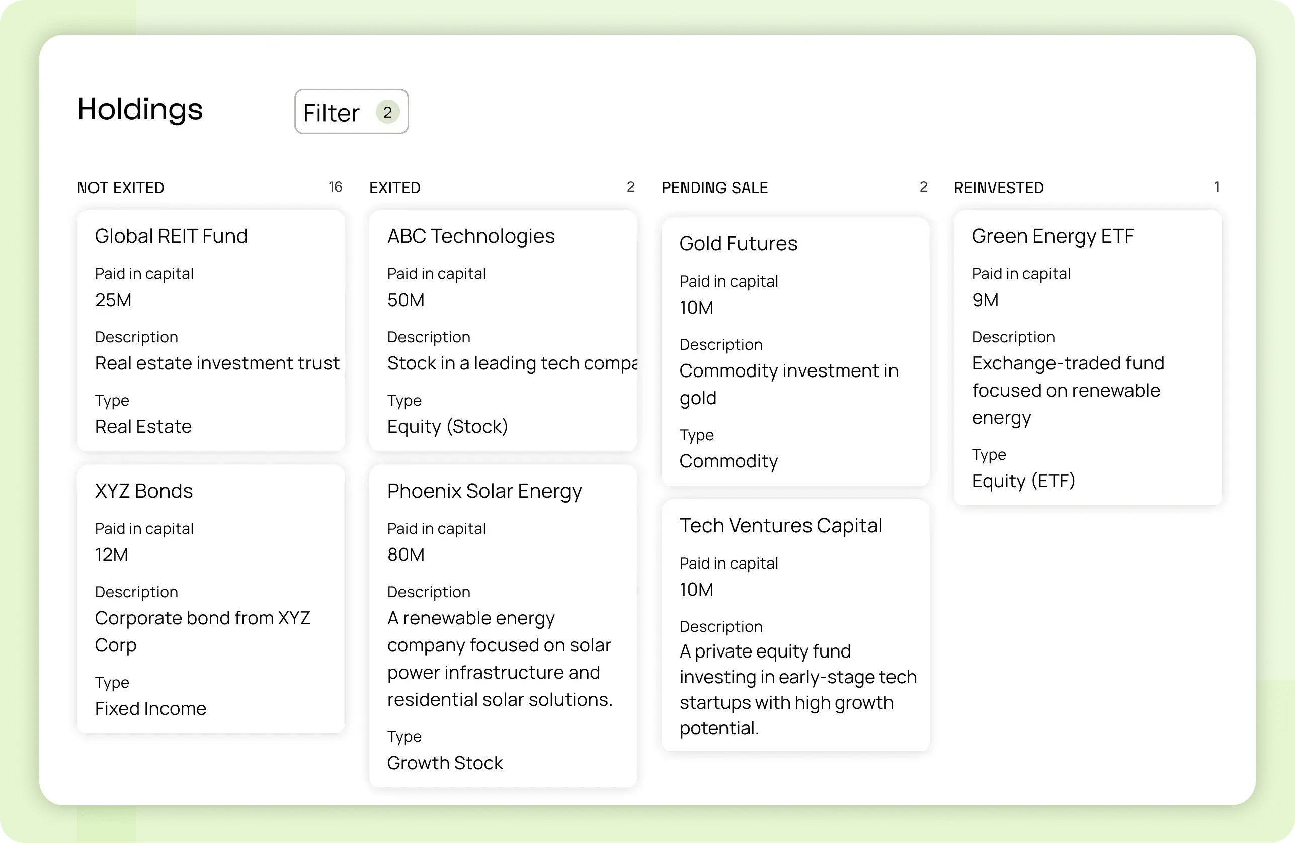 centralized venture capital holdings management