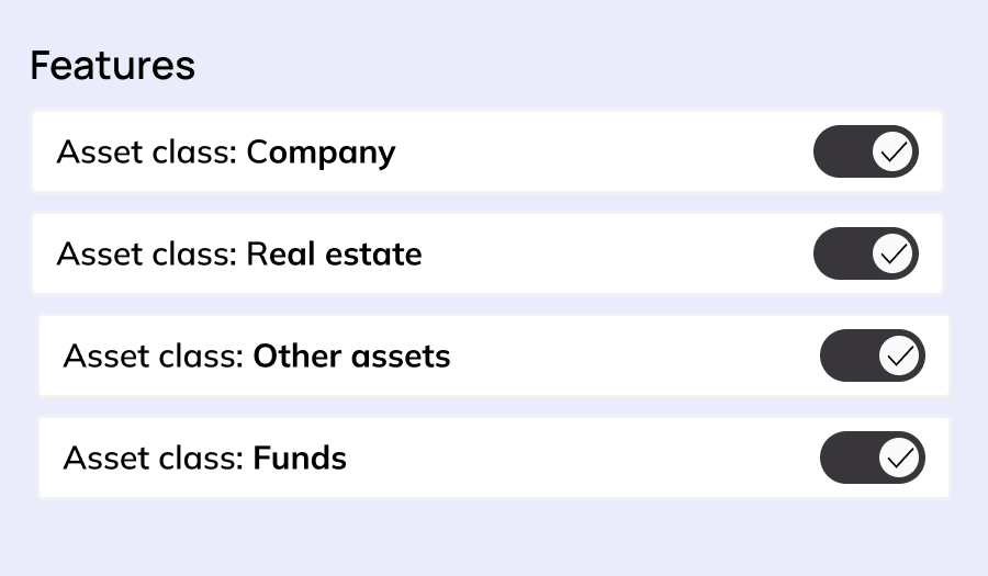 feature support for multiple asset classes